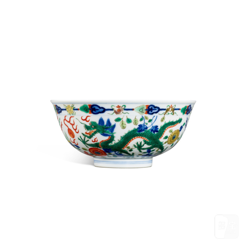 A famille-verte 'dragon and phoenix' bowl, Mark and period of Guangxu | 清光緒 五彩龍鳳呈祥紋盌 《大清光緒年製》款 - 图2